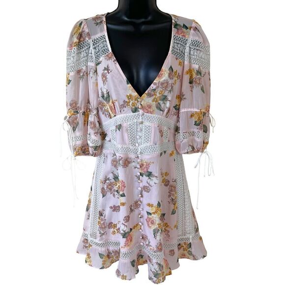 For Love & Lemons Isadora Mini Dress in Blush - Picture 1 of 16